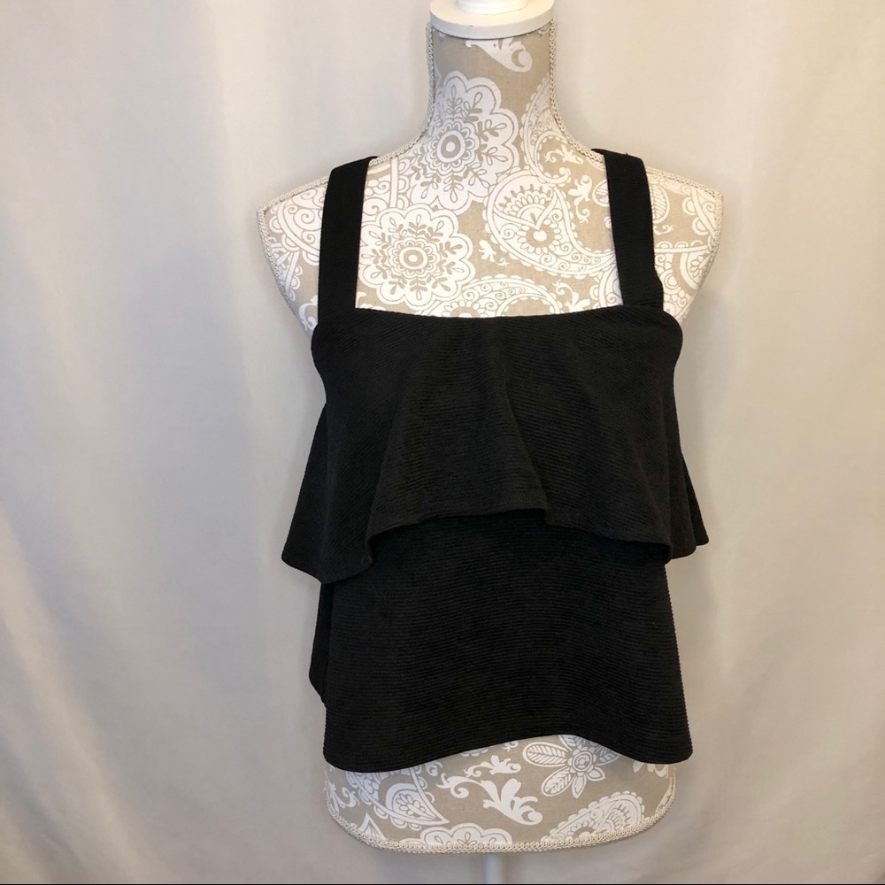 Madewell Texture and Thread Tiered Tank Top, Black